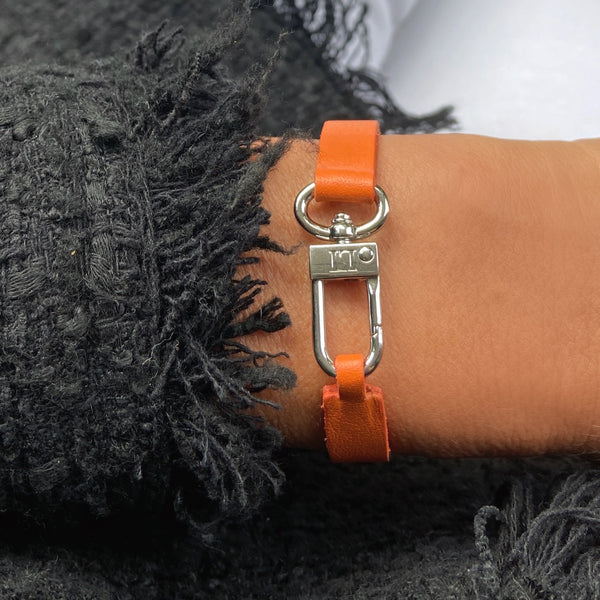 Orange Luxury Leather Laces - Silver Plated